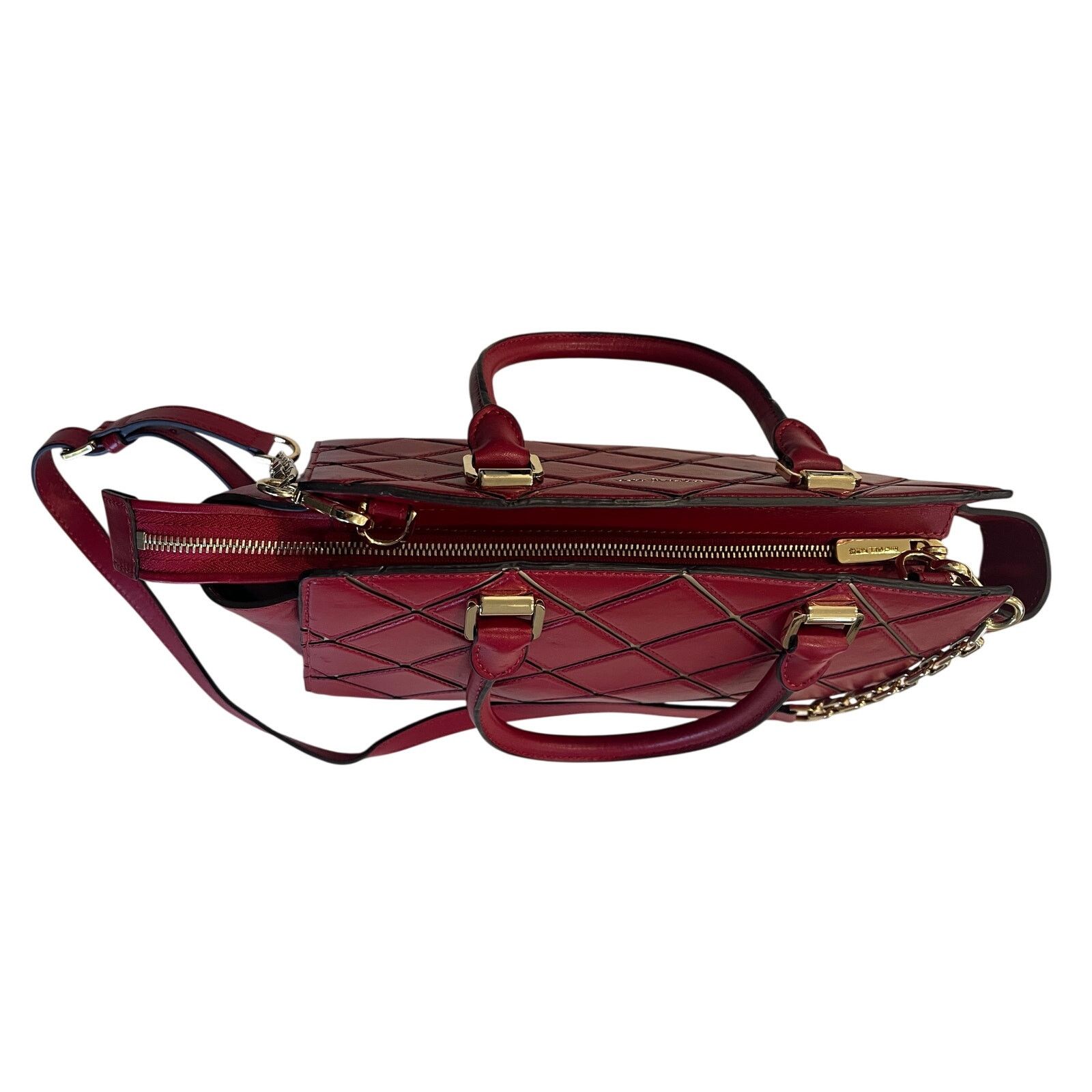 B34 MICHAEL KORS Diamond Selma Medium Leather Satchel Red