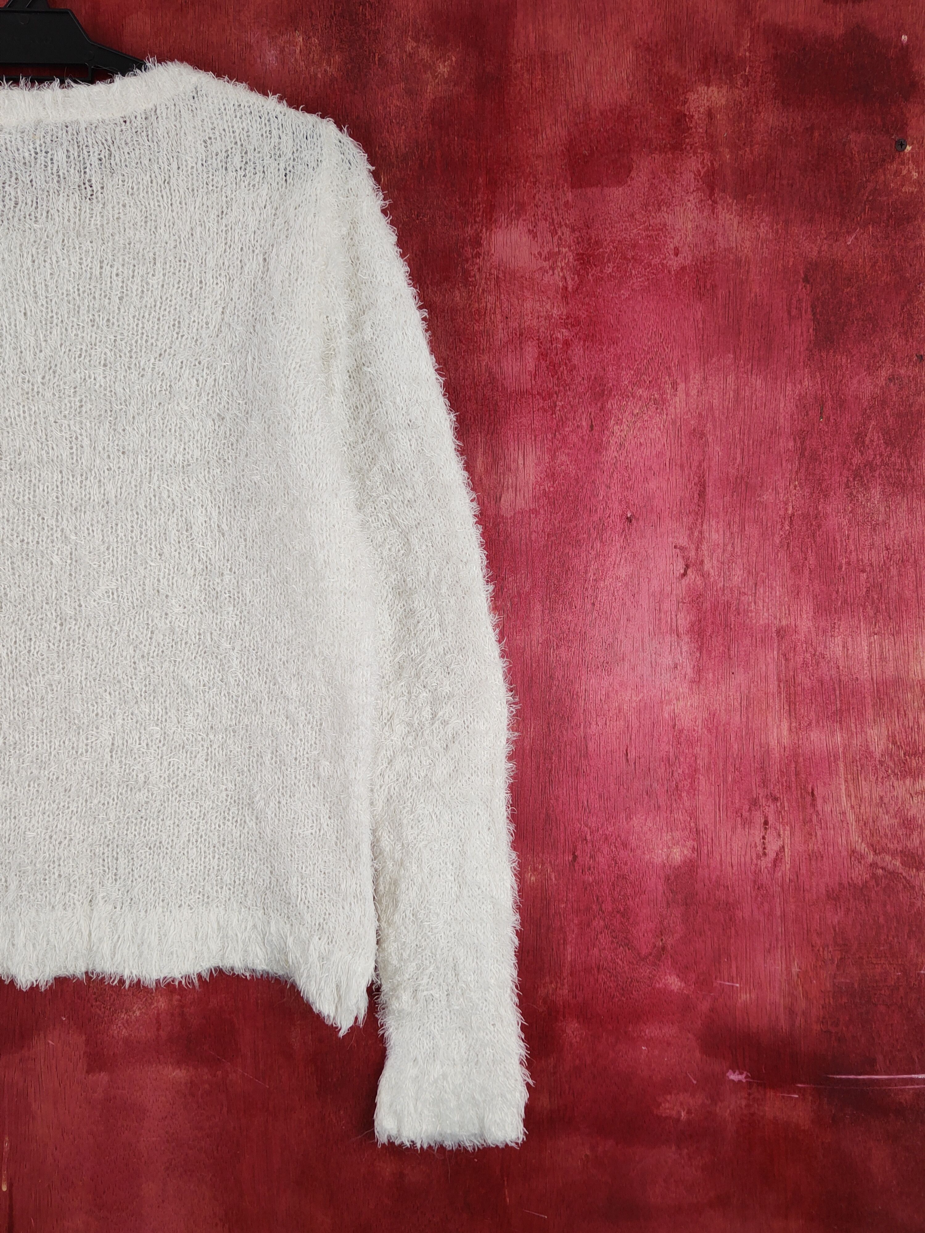 Divided × Homespun Knitwear × Japanese Brand Divided White Shag Shaggy Fur Mohair Knitwear #S2010 Size M / US 6-8 / IT 42-44 - 9 Thumbnail