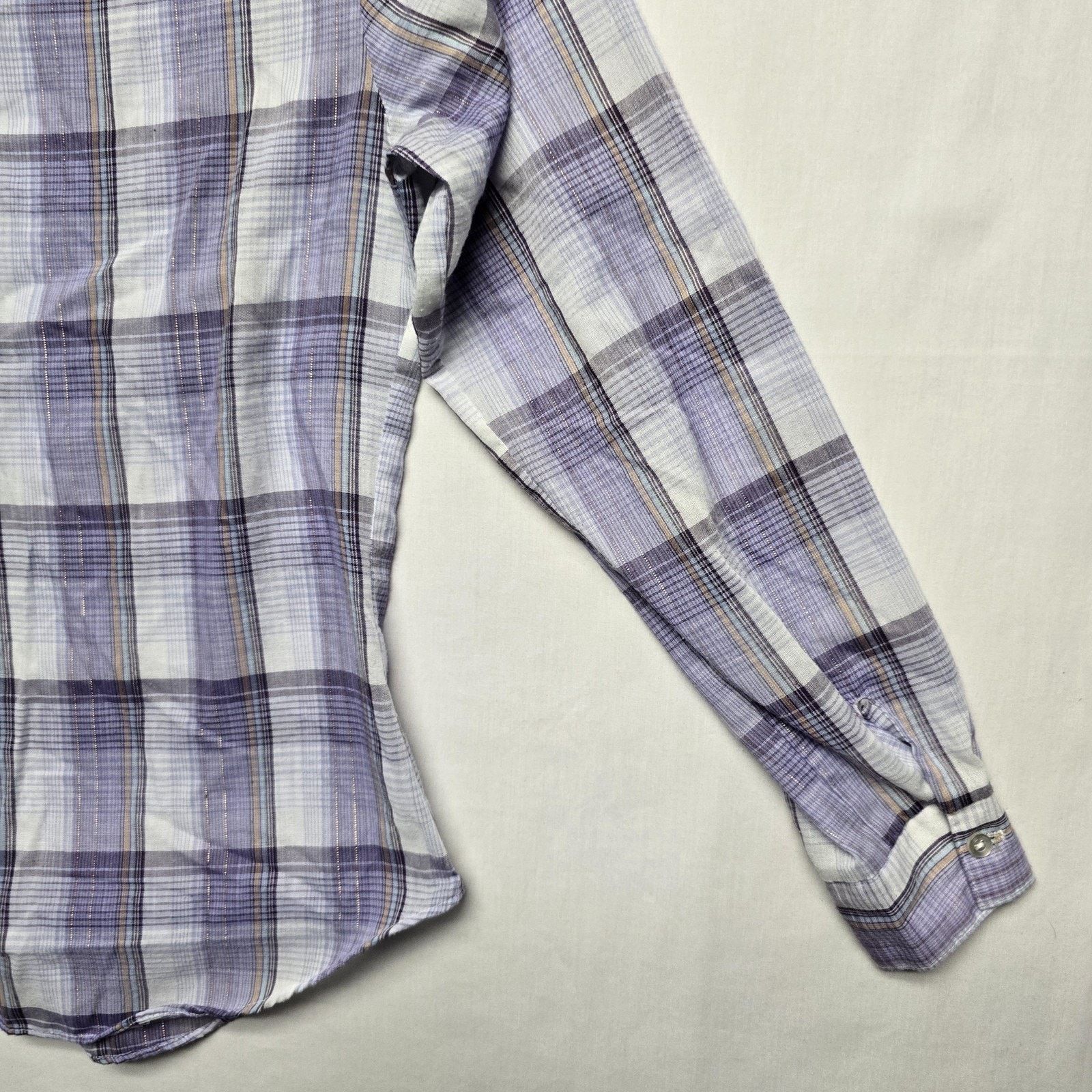 Vintage Vintage Accent Shirt S Purple Plaid Lurex Button Down 80s Size S / US 4 / IT 40 - 9 Thumbnail