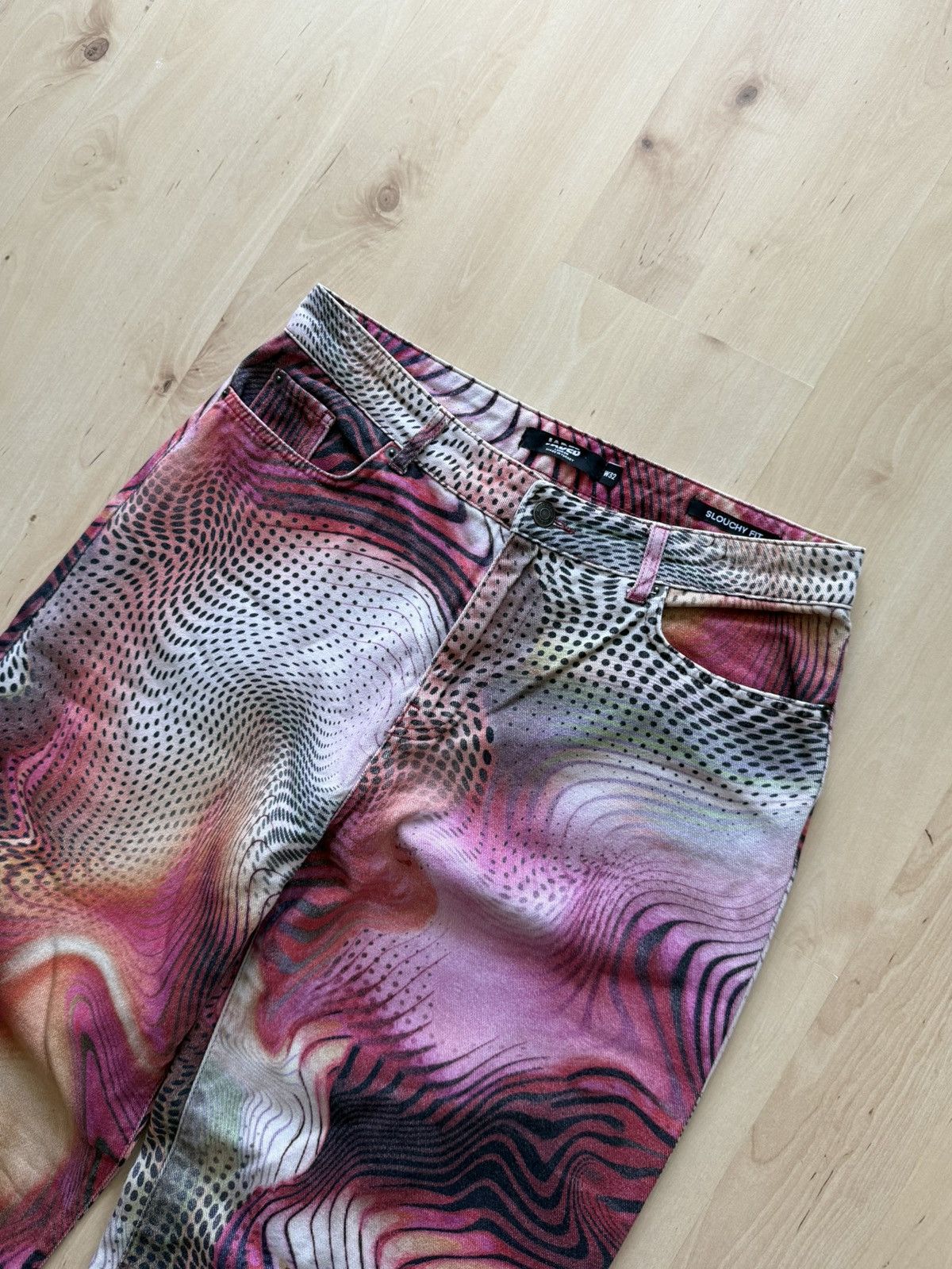 Jaded London Jaded London Slouchy Fit Pink Swirl Psychedelic jeans unisex Size US 32 / EU 48 - 3 Thumbnail