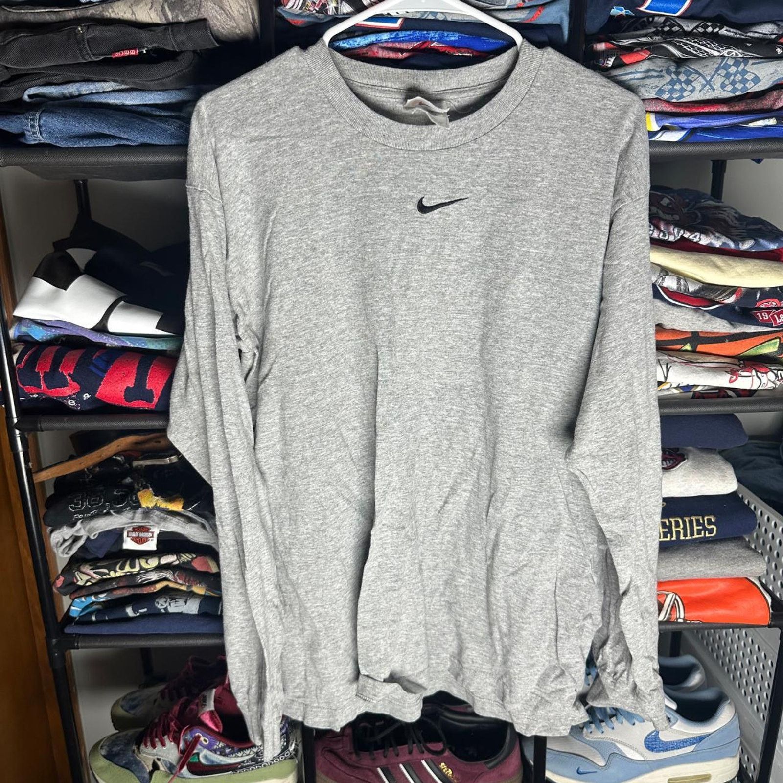 Nike Vintage grey Nike Center Swoosh Long Sleeve Size US M / EU 48-50 / 2 - 1 Thumbnail