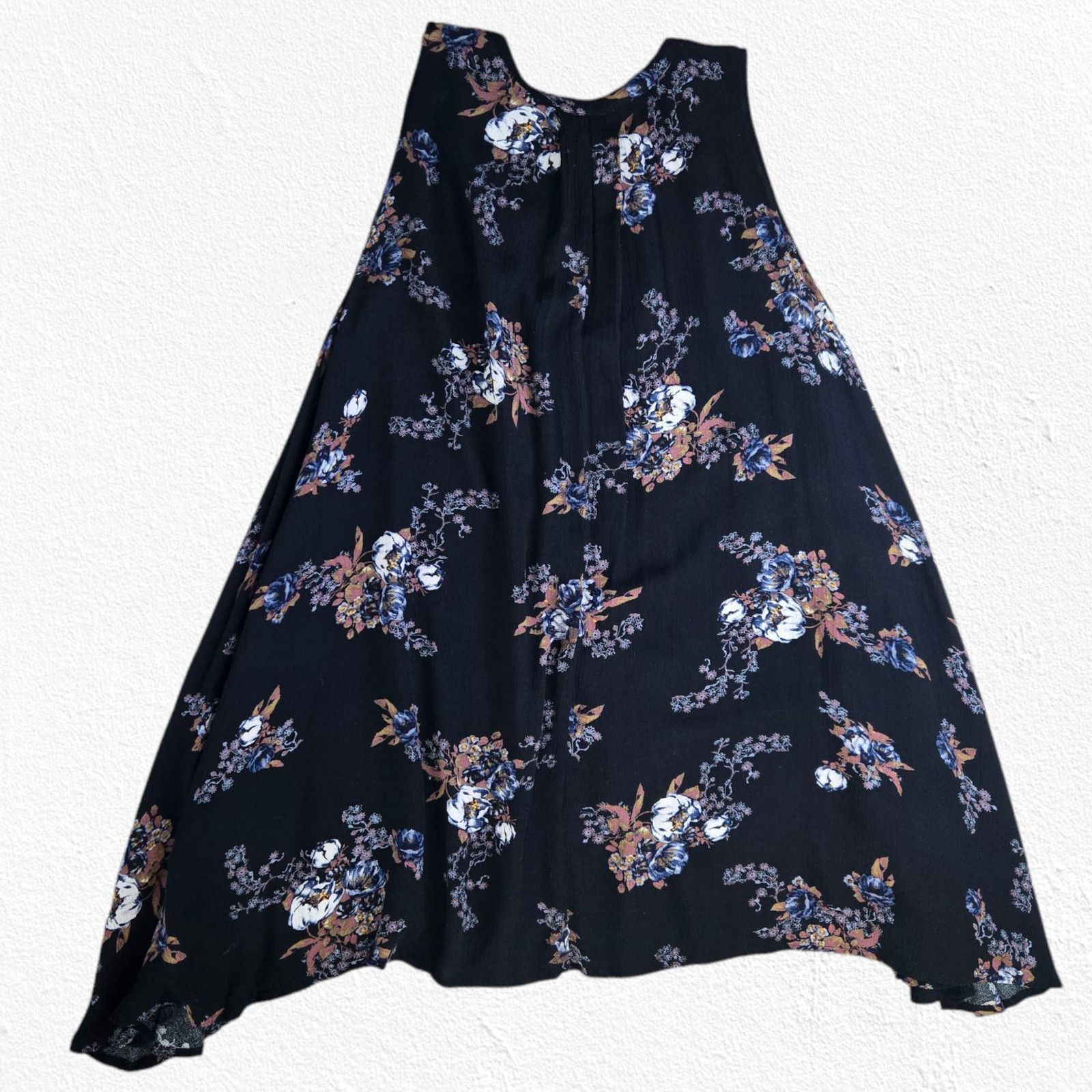 Free People Free People Black Floral Trapeze Tunic Swing Blouse Size XS Size XS / US 0-2 / IT 36-38 - 13 Thumbnail