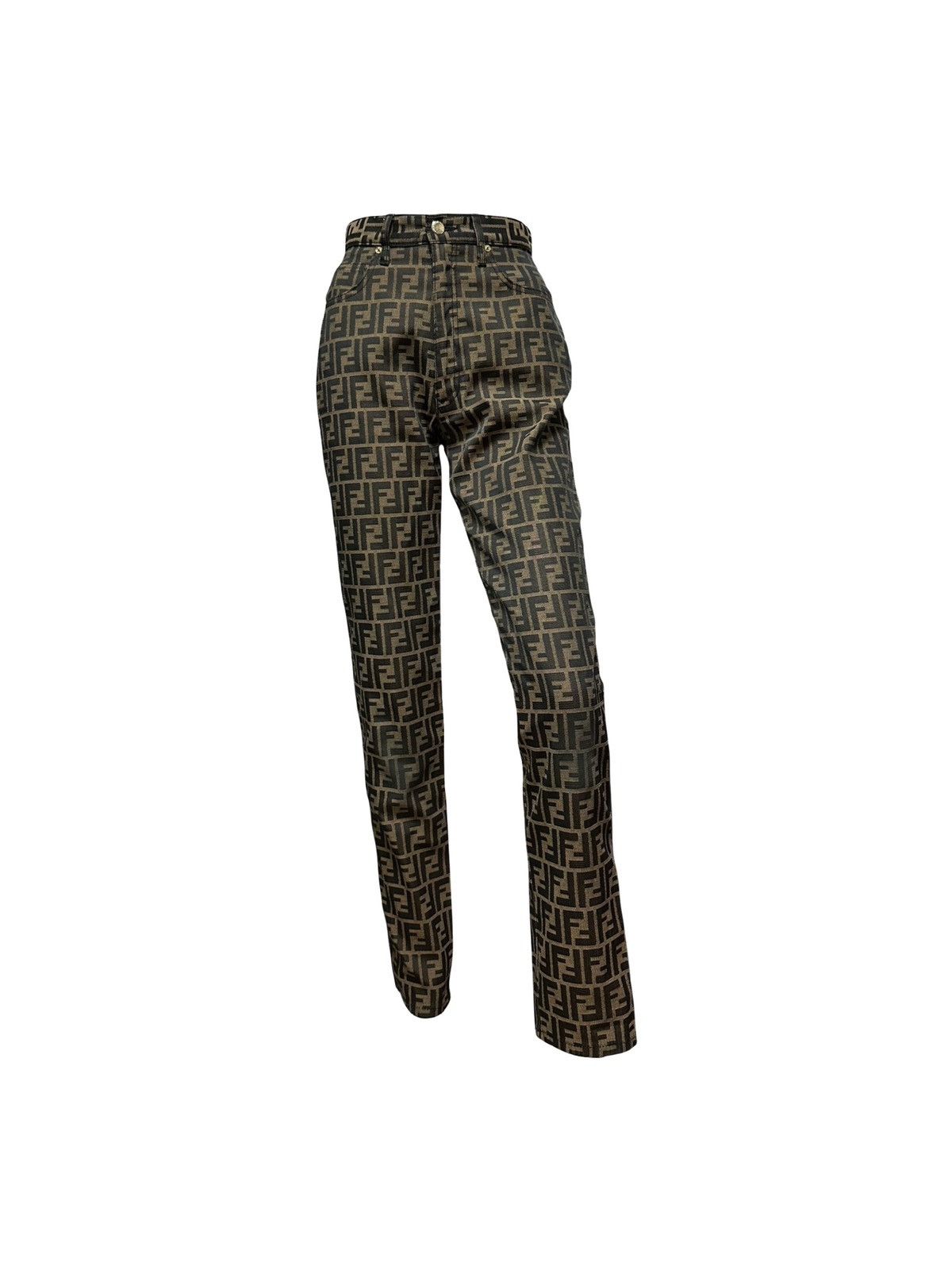 Fendi FENDI Vintage FF Zucca Monogram High Rise Straight Leg Pants Size 28" / US 6 / IT 42 - 1 Thumbnail