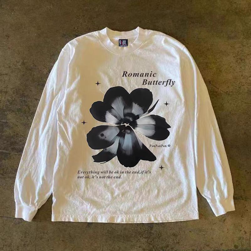 Designer × Japanese Brand White floral printed cotton long tee Size US L / EU 52-54 / 3 - 1 Thumbnail