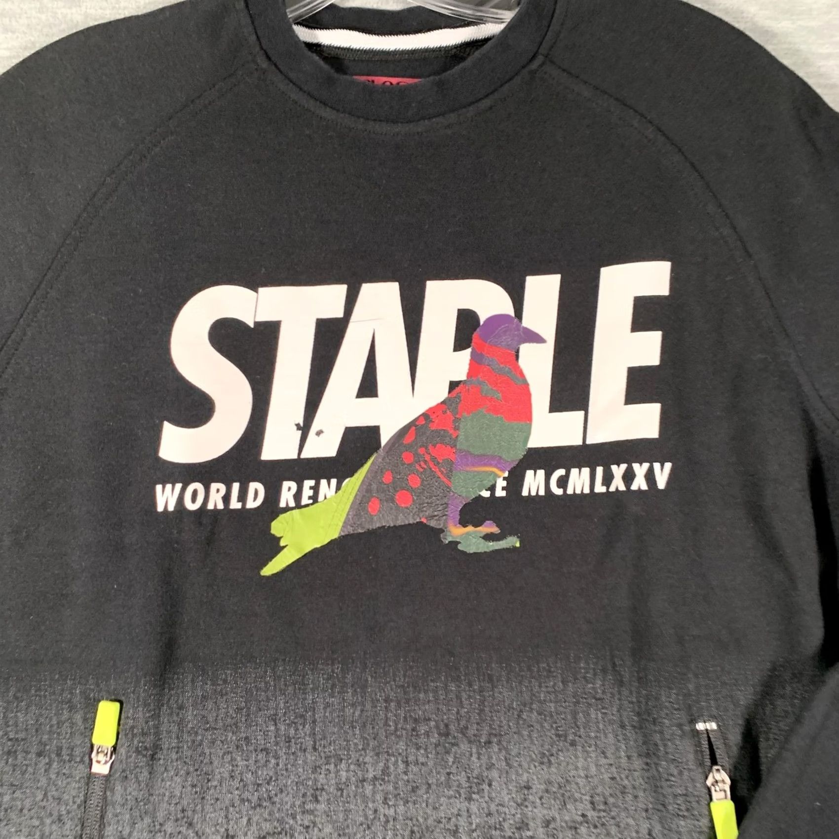Vintage VINTAGE Staple Sweatshirt Mens S Black Pigeon Graphic Zip Pocket Fleece Pullover Size US S / EU 44-46 / 1 - 4 Thumbnail