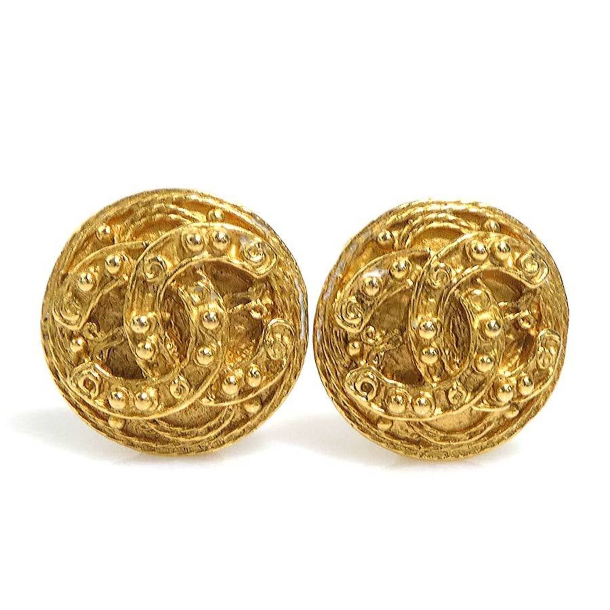 Chanel Chanel earrings, Coco Mark design, metal, gold, women's, free shipping, e61709a Size ONE SIZE - 1 Thumbnail