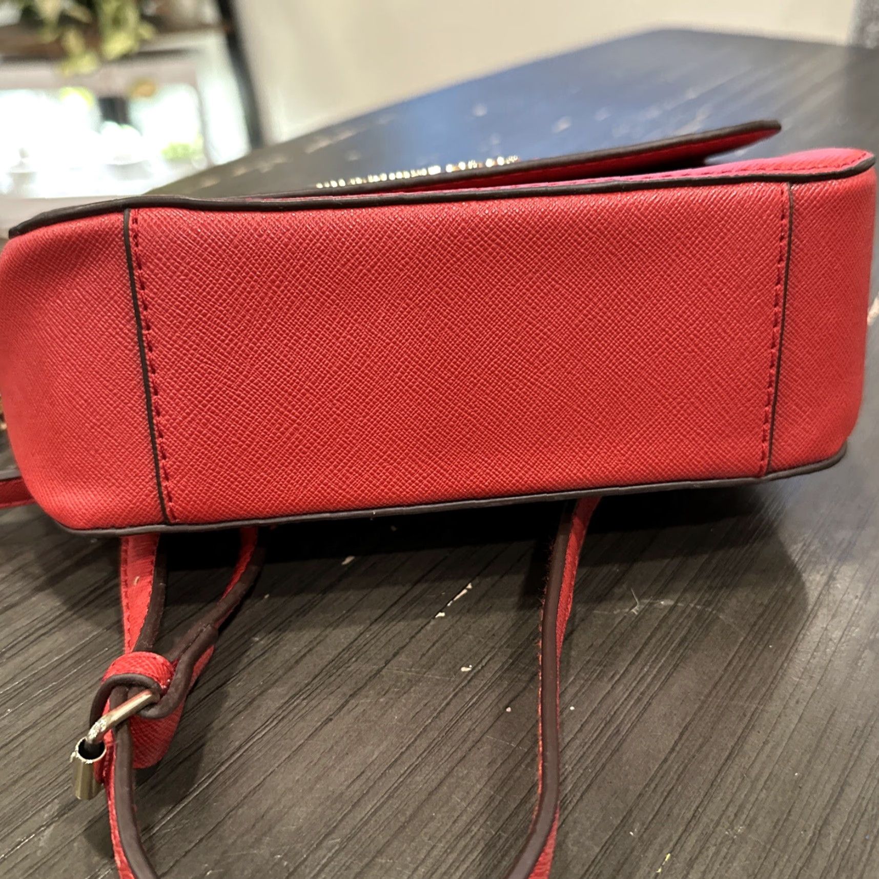 Michael Kors Michael Kors Ellis MD Flap Messenger Purse Crossbody Leather Mandarin Red Women Size ONE SIZE - 6 Thumbnail