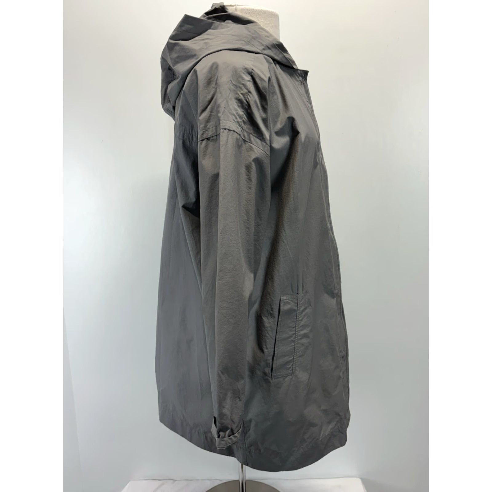 Eileen Fisher Eileen Fisher Jacket Women Medium Gray Organic Cotton Nylon Hood Swing Lagenlook Casual Travel Size M / US 6-8 / IT 42-44 - 4 Thumbnail
