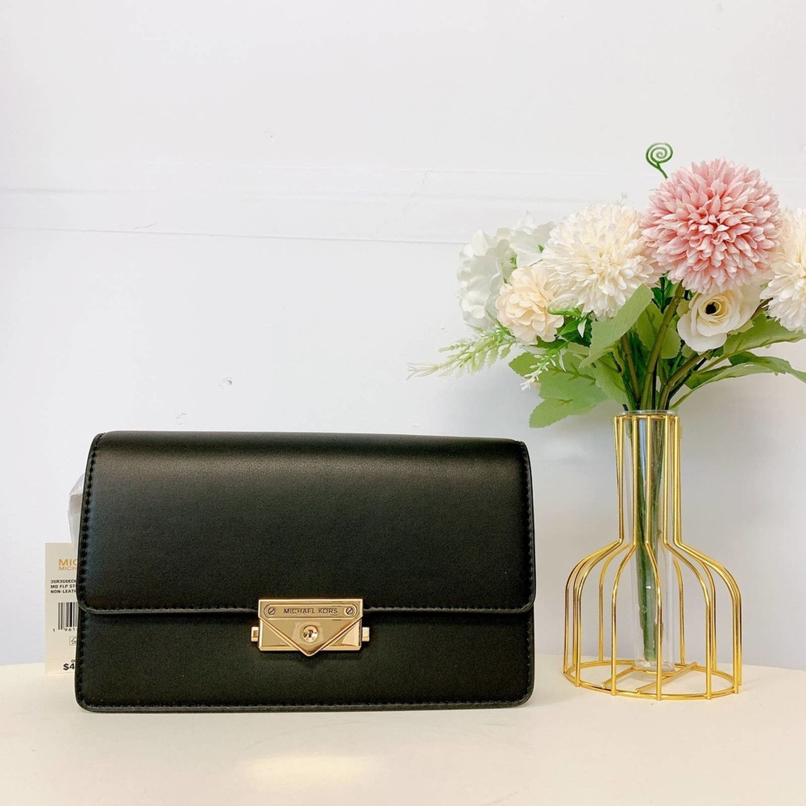 Michael Kors 35R3G0Ec60 Cece Medium Flap Crossbody Bag in Black, Women's
