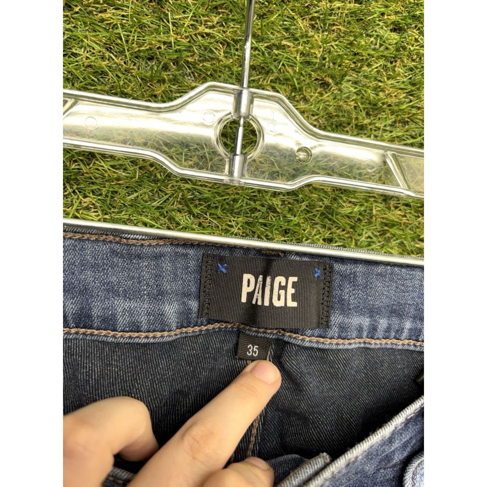 Paige Paige Federal Jeans Mens 35 Stretch Denim Dark Wash Straight Leg Mid Rise City Modern 5-Pocket Mens Jeans Blue Slim Model Paige Federal Size US 35 - 3 Thumbnail