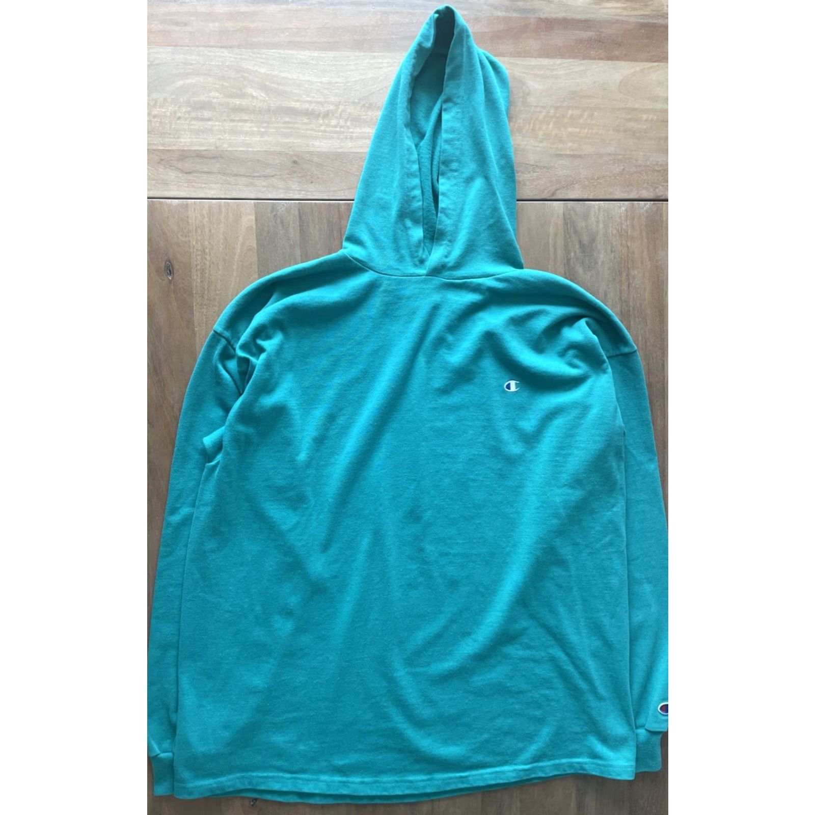 Champion VINTAGE Champion Hoodie Men XL Teal Blue Pullover Fleece Long Sleeve USA 80s City Grunge Hip Hop Retro Hooded Front Drawstring Crew Neck Size US XL / EU 56 / 4 - 2 Thumbnail