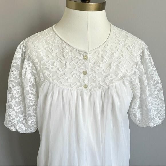 Vintage Vintage 60s Double Layered Semi-Sheer Chiffon Robe Peignoir Size M / US 6-8 / IT 42-44 - 4 Thumbnail