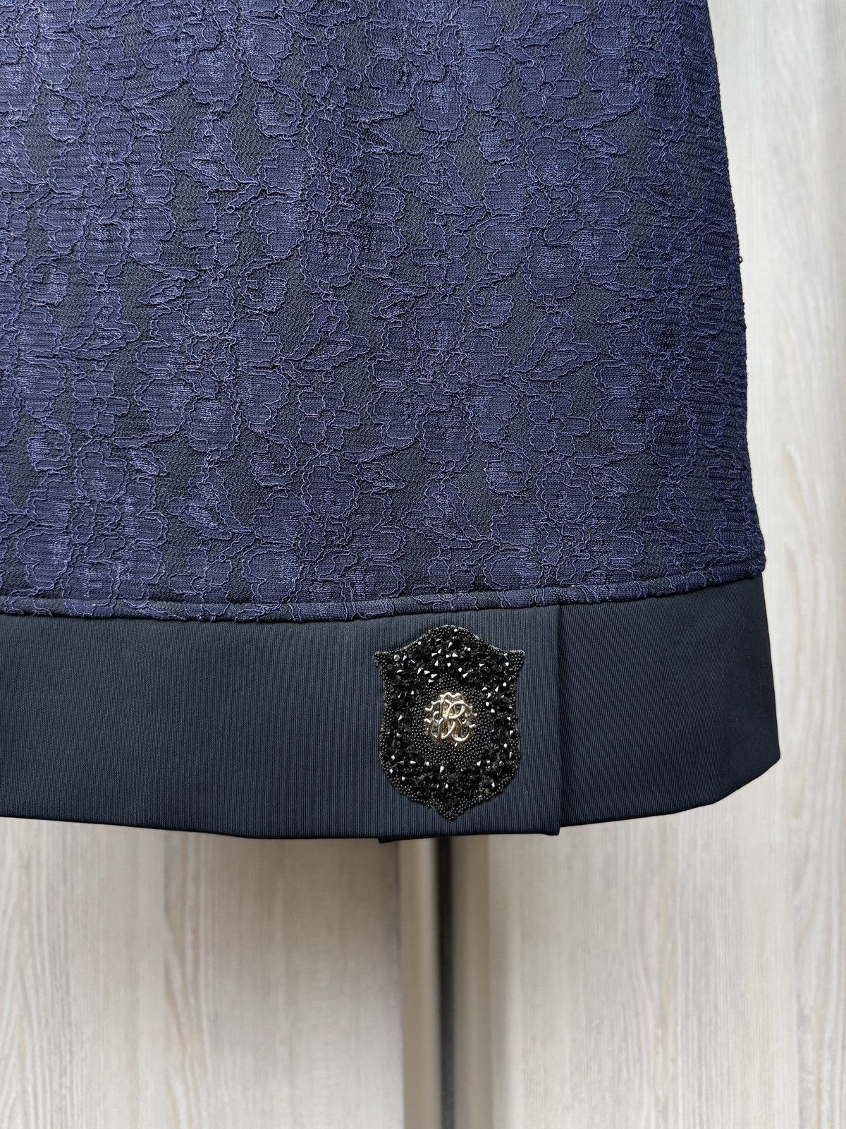Roberto Cavalli Roberto Cavalli blue lace big logo knee length dress Size M / US 6-8 / IT 42-44 - 4 Thumbnail