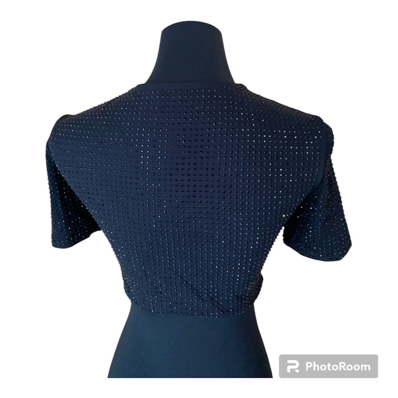 Vintage Y2K Hand Beaded Black Gemstone Crop Top with Ties Size M / US 6-8 / IT 42-44 - 4 Thumbnail