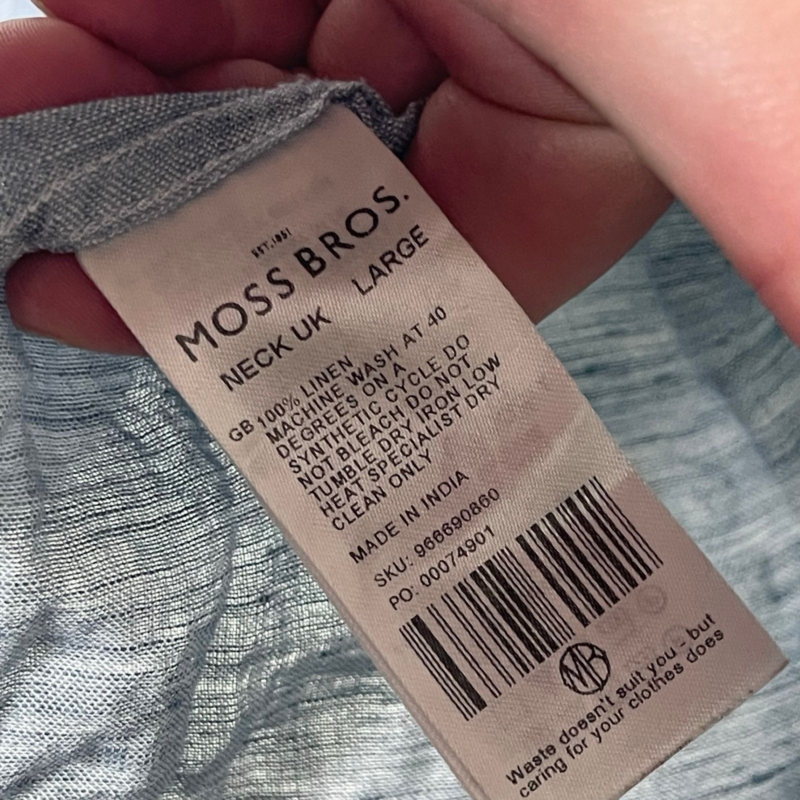 Other Moss Bros Blue Linen Button Down Shirt sz L Size US L / EU 52-54 / 3 - 7 Thumbnail