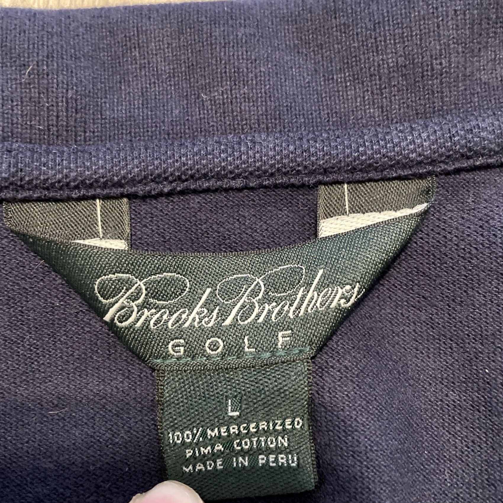 Brooks Brothers BROOKS BROTHERS Polo Short Sleeve Navy Blue L 100% pima Cotton Golf Mens Regular Size US L / EU 52-54 / 3 - 3 Thumbnail