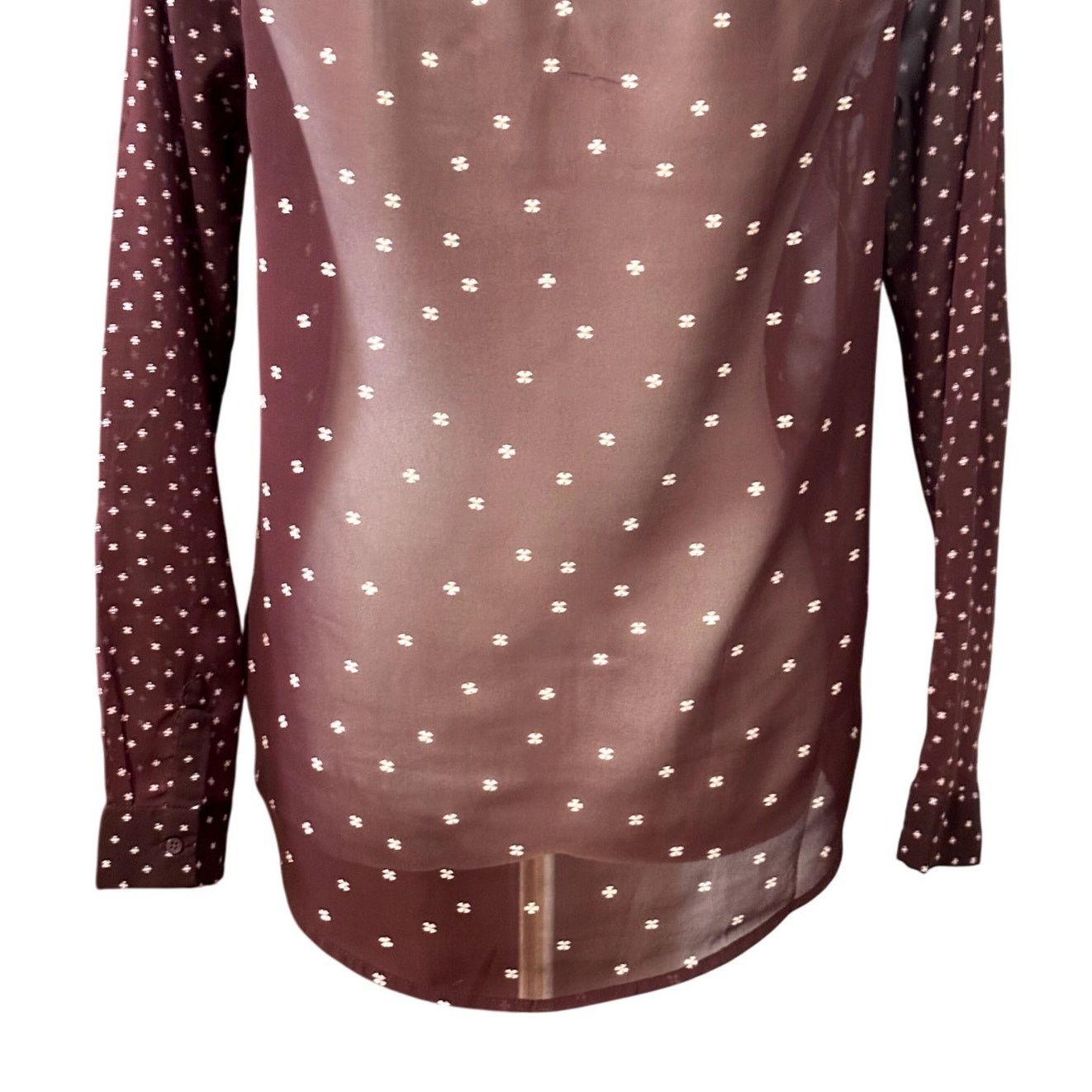 Old Navy Old Navy Sheer Blouse Long Sleeves Maroon Women's XS Size XS / US 0-2 / IT 36-38 - 6 Thumbnail