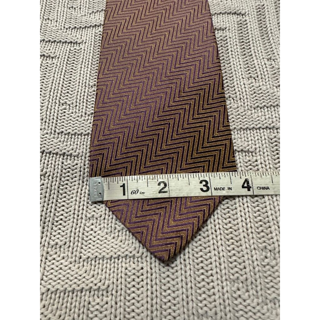 Lord & Taylor Lord and Taylor bronze metallic chevron silk tie Size ONE SIZE - 5 Thumbnail