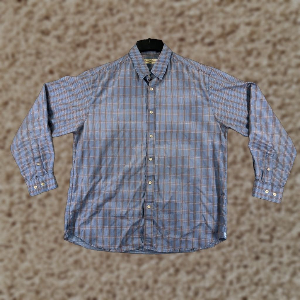 Tommy Bahama Tommy Bahama Shirt Men Large Blue Plaid 100% Cotton Button Up Hawaiian Vacation Size US L / EU 52-54 / 3 - 1 Thumbnail