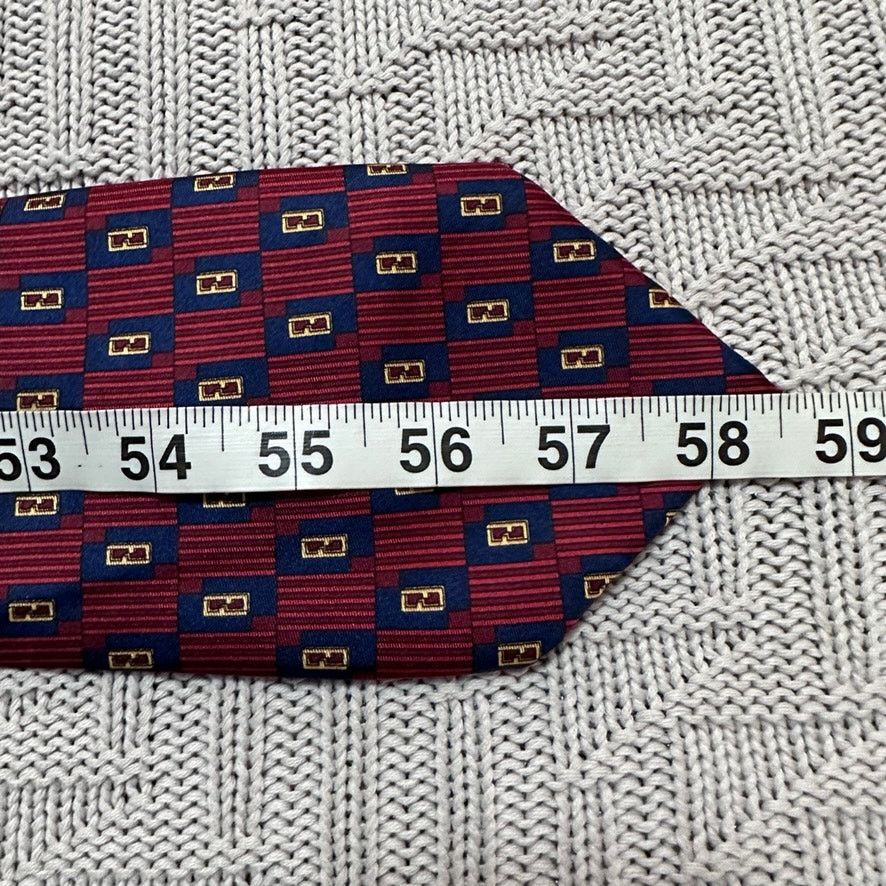Fendi Vintage Fendi red monogram geometric silk tie Size ONE SIZE - 6 Thumbnail