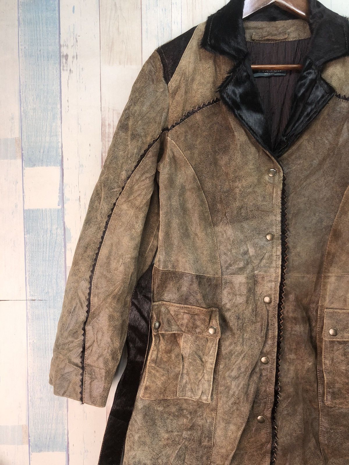 Genuine Leather × Vintage Vintage Pianca Leather Long Jacket Size S / US 4 / IT 40 - 4 Thumbnail