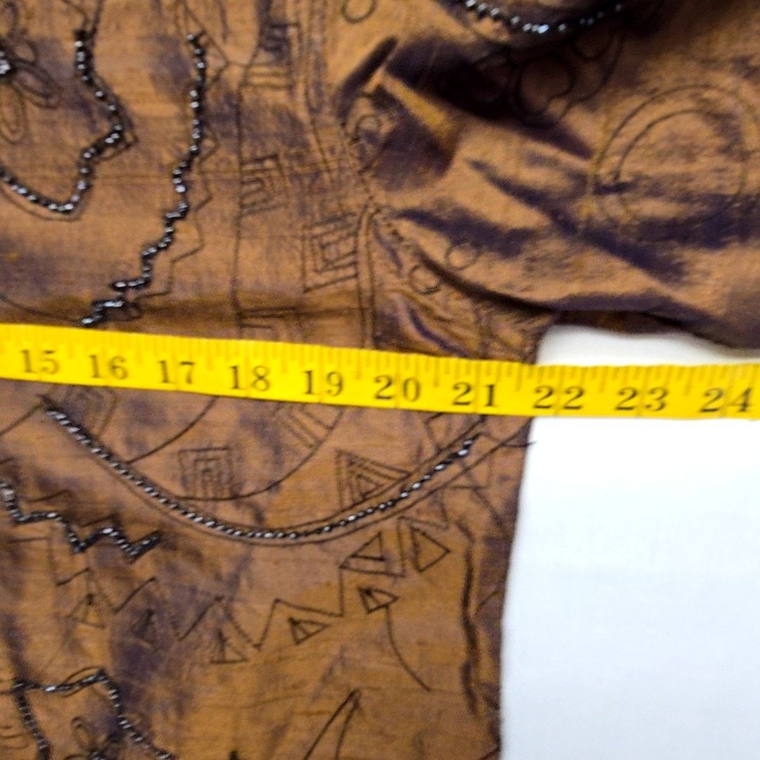 Vintage Vintage Bleu Bayou Silk Shirt S Brown Beaded Blouse 90s Size S / US 4 / IT 40 - 13 Thumbnail