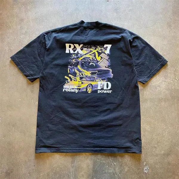 Japanese Brand VIBE Black washed vintage car print cotton t-shirt Size US M / EU 48-50 / 2 - 7 Thumbnail