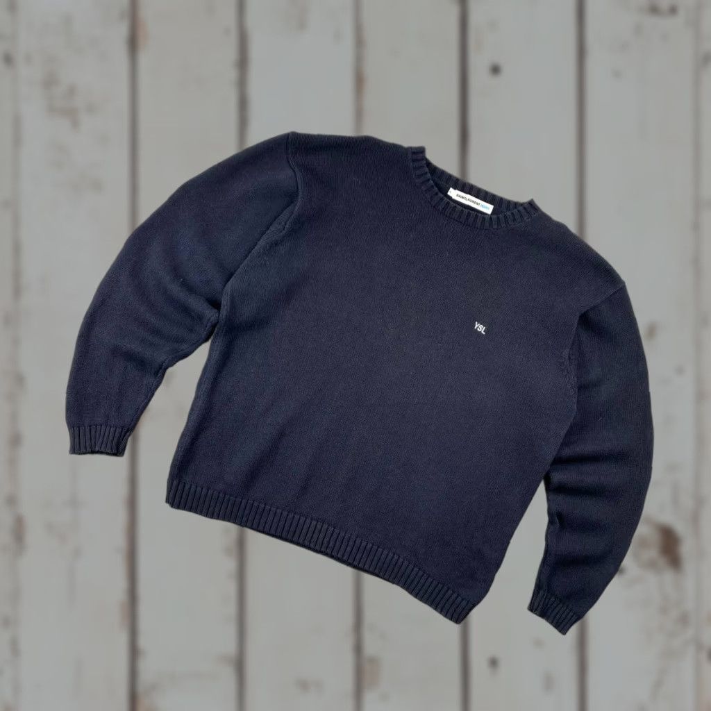 Yves Saint Laurent VINTAGE Saint Laurent Jeans Knitted Sweater Men L Blue Crew Neck Long Sleeve Pullover Size US L / EU 52-54 / 3 - 1 Thumbnail
