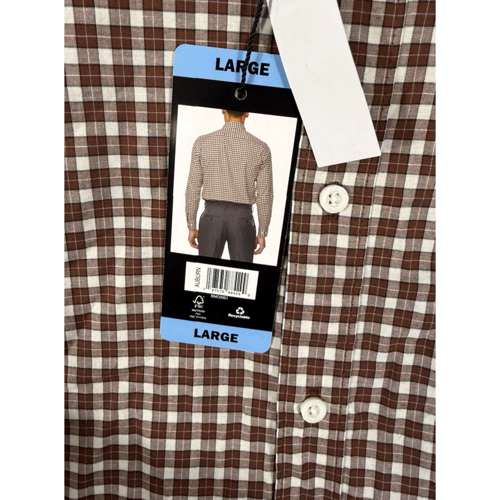 Bonobos Bonobos Shirt Men L Brown Check Long Sleeve 100% Cotton Button-Up NWT Size US L / EU 52-54 / 3 - 5 Thumbnail