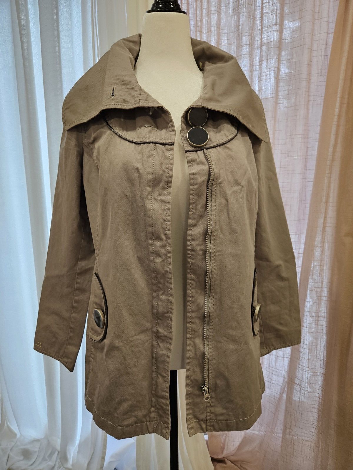 Designer × Soia & Kyo × Vintage SOIA & KYO Gray Adjustable Large Lapels Coat Size L / US 10 / IT 46 - 6 Thumbnail