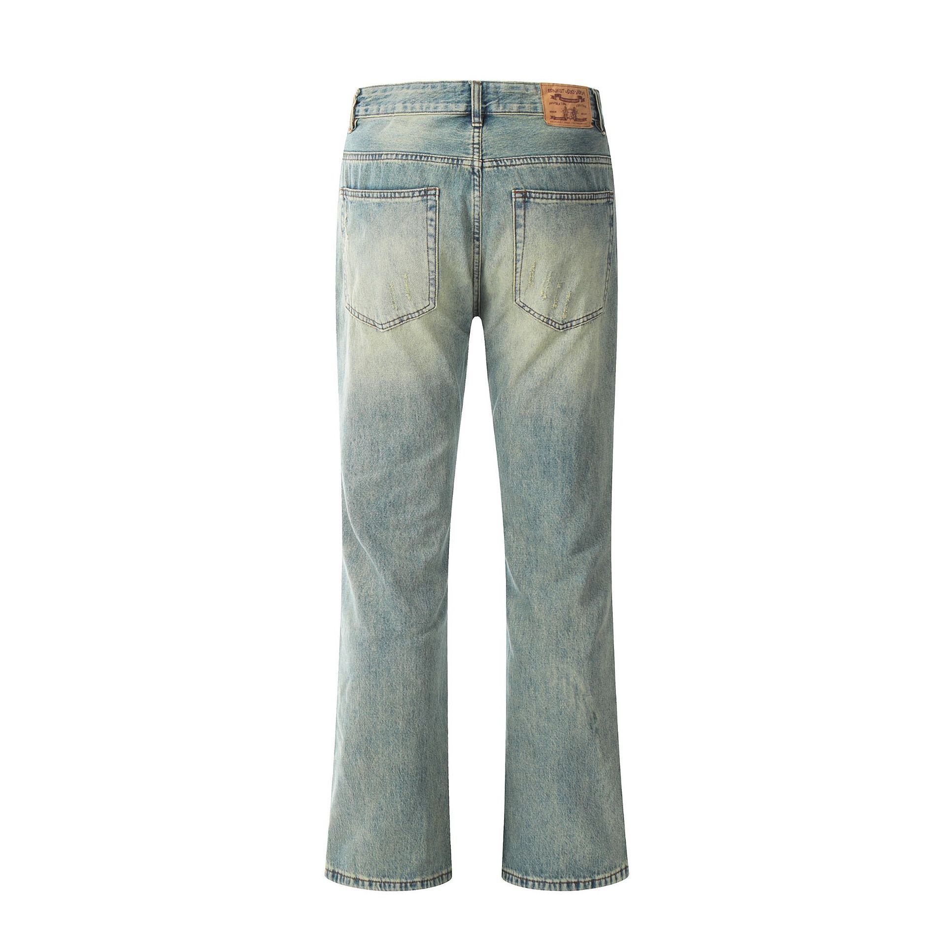 Japanese Brand Wide-leg washed straight whisker ripped cargo flared jeans Size US 32 / EU 48 - 2 Thumbnail
