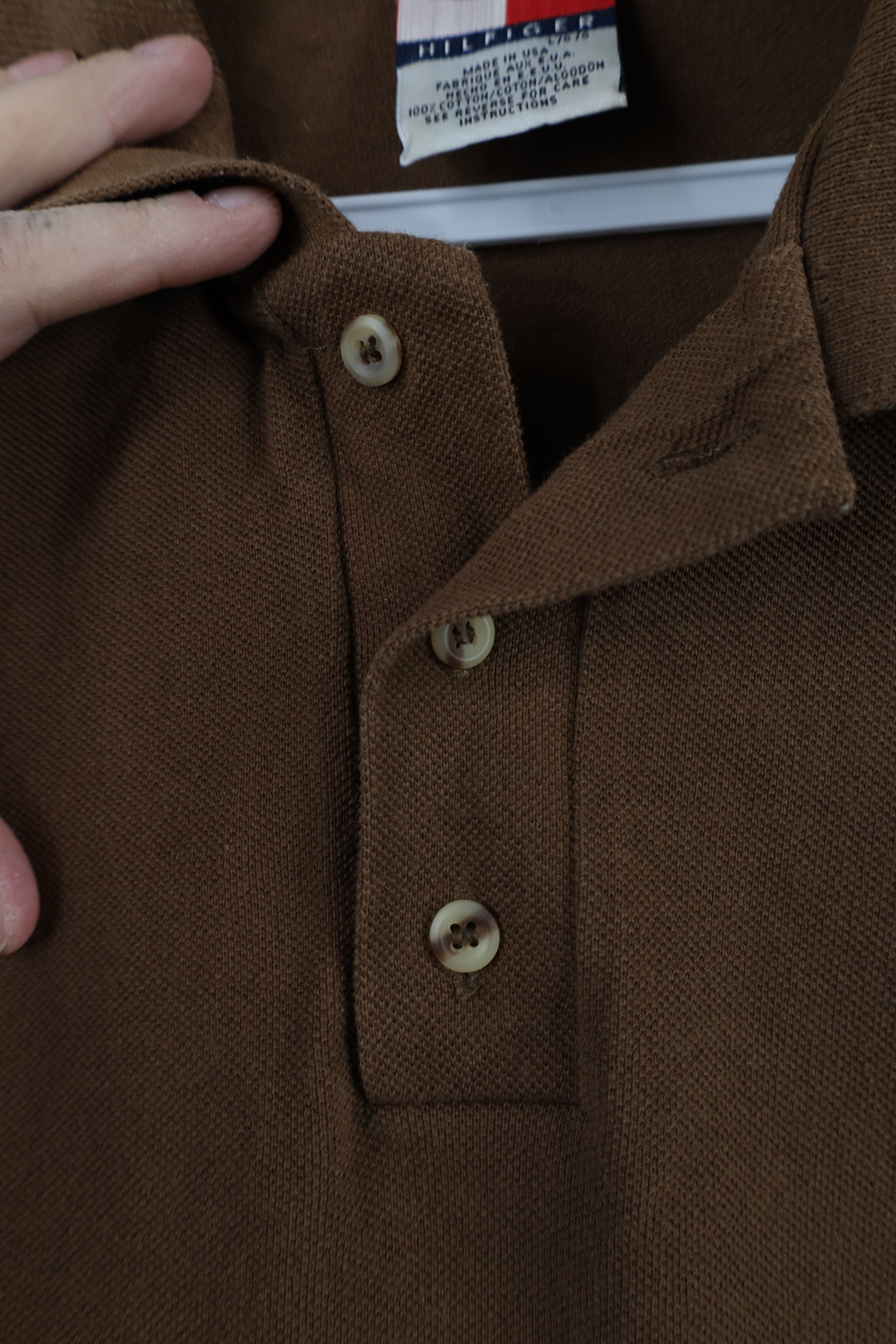 Tommy Hilfiger × Vintage Vintage 90s Tommy Hilfiger Pique Cotton Polo Shirt Brown USA Size US L / EU 52-54 / 3 - 5 Thumbnail