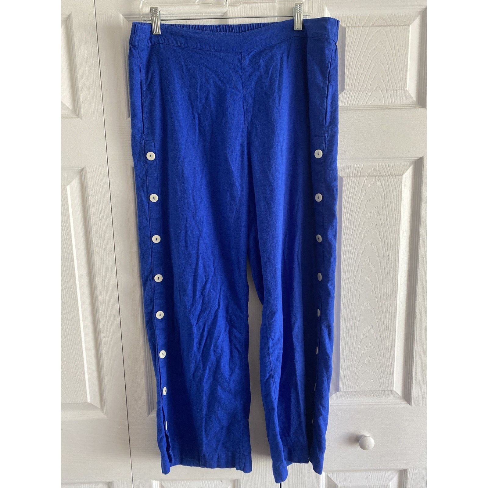 Other Soft Surroundings Large Blue Sonoma Linen Blend Wide Leg Size 32" / US 10 / IT 46 - 1 Thumbnail