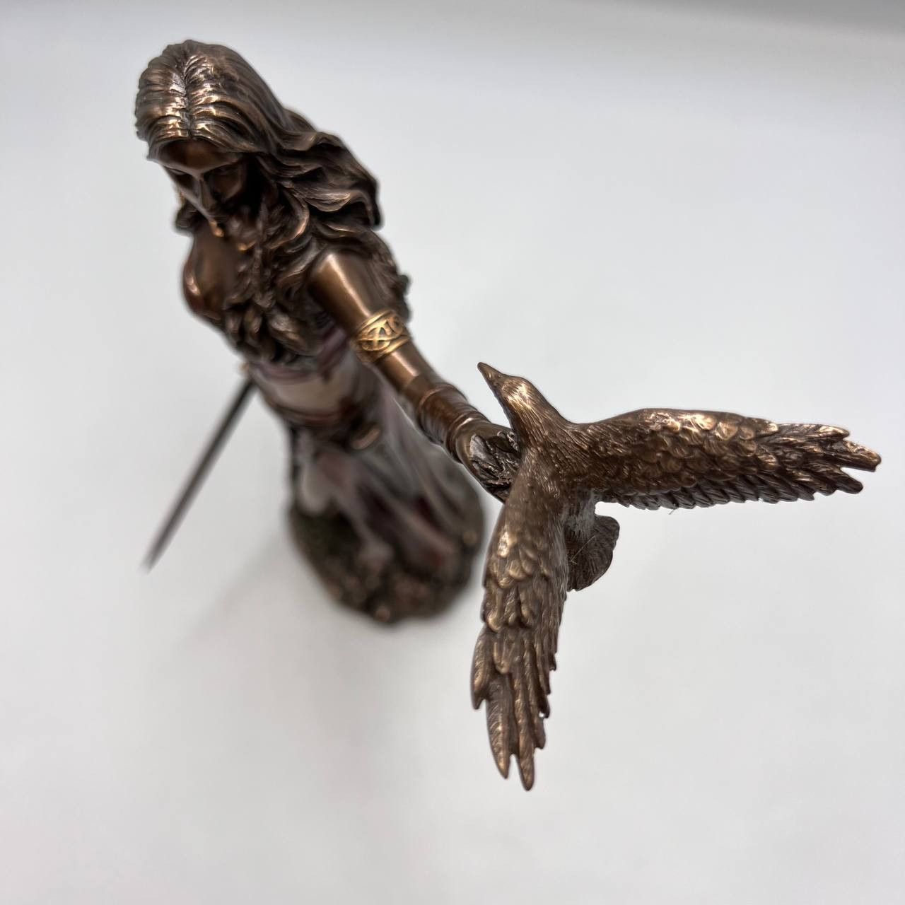Vintage Morrigan Goddess of Birth War Statue Figure Polystone Bronze Size ONE SIZE - 8 Thumbnail