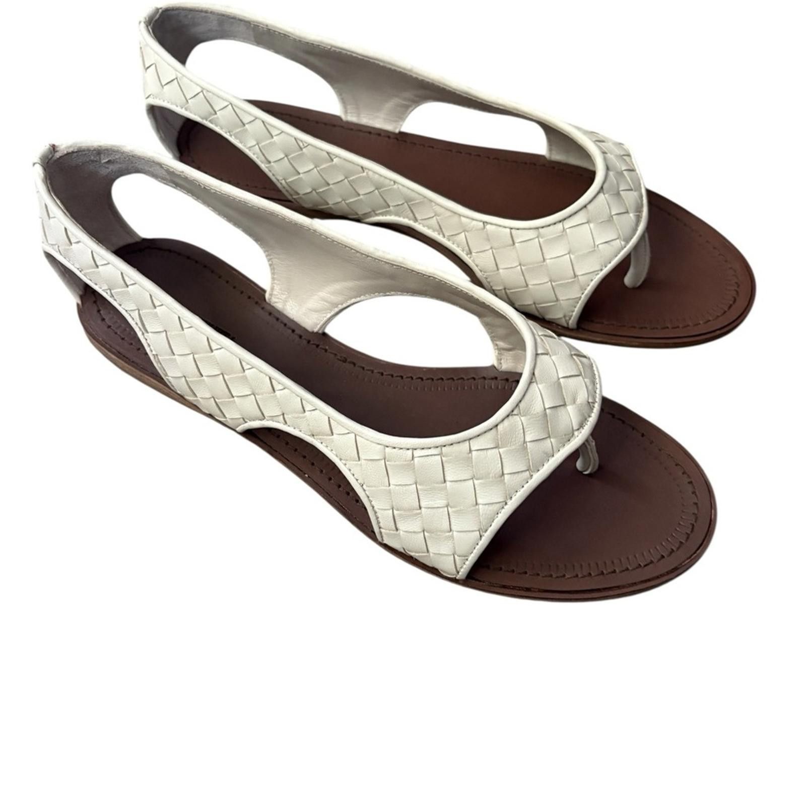 Bottega Veneta Bottega Veneta Napa Leather White Woven Sandals Size US 9.5 / IT 39.5 - 9 Thumbnail