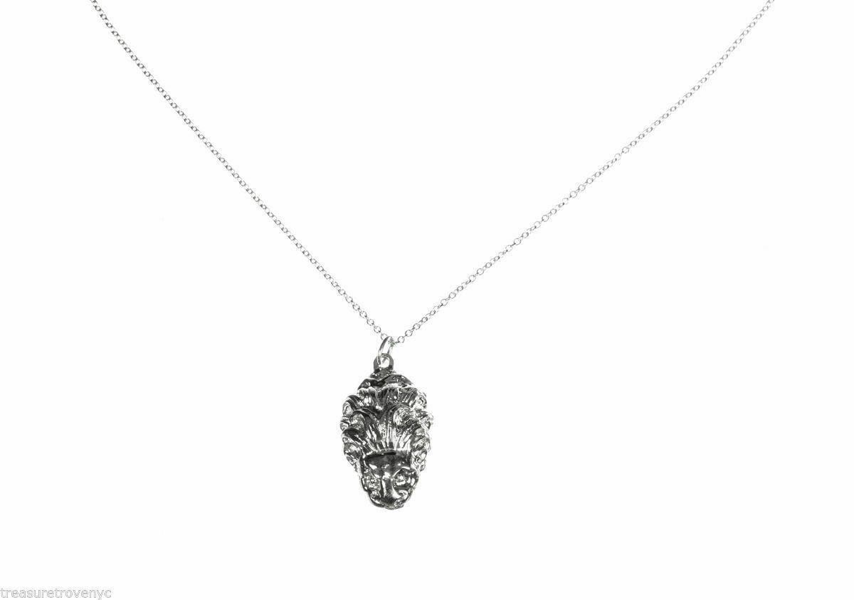 Designer Sterling Silver over Brass Etruscan Lion Pendant Necklace Size ONE SIZE - 1 Thumbnail
