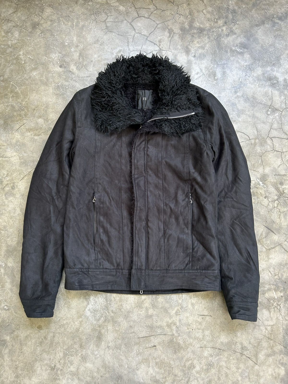Japanese Brand 2000s Paranoid Black Fur Collar Jacket Size US S / EU 44-46 / 1 - 1 Thumbnail