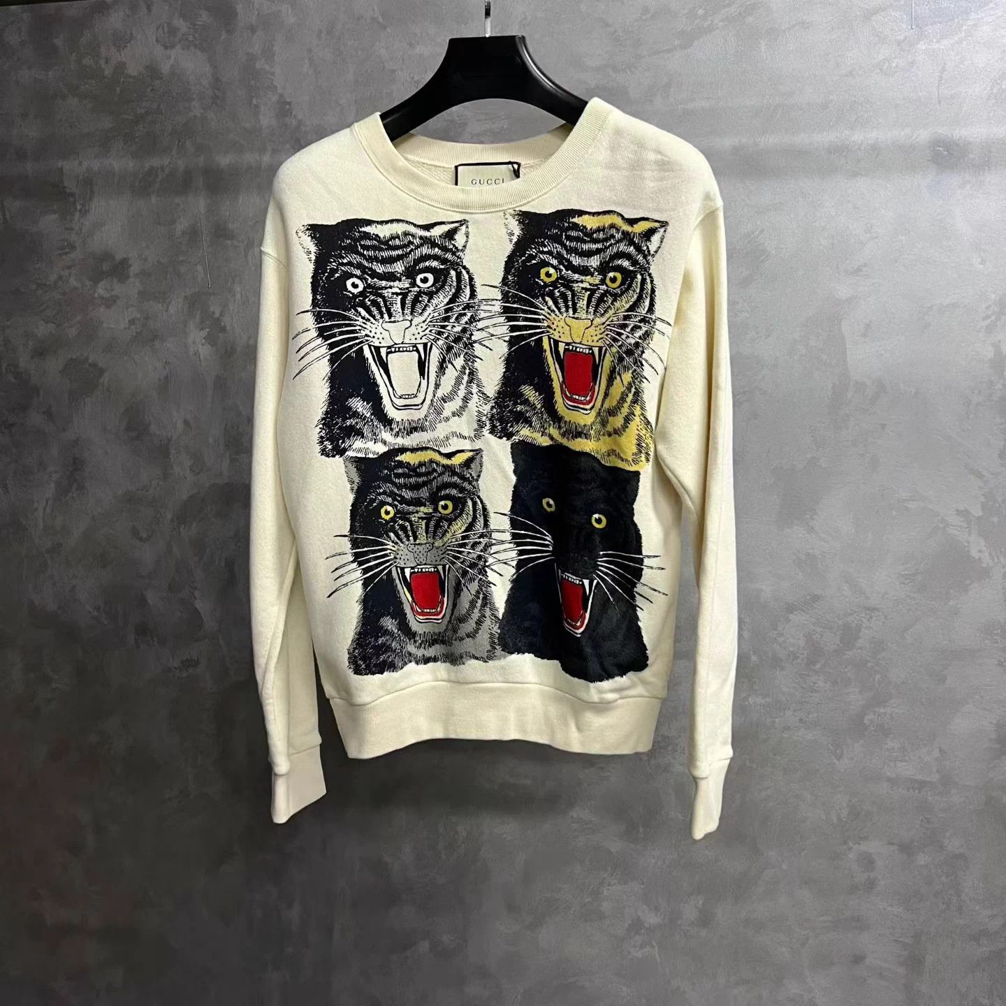 Gucci Beige Print Crew LS Sweatshirt