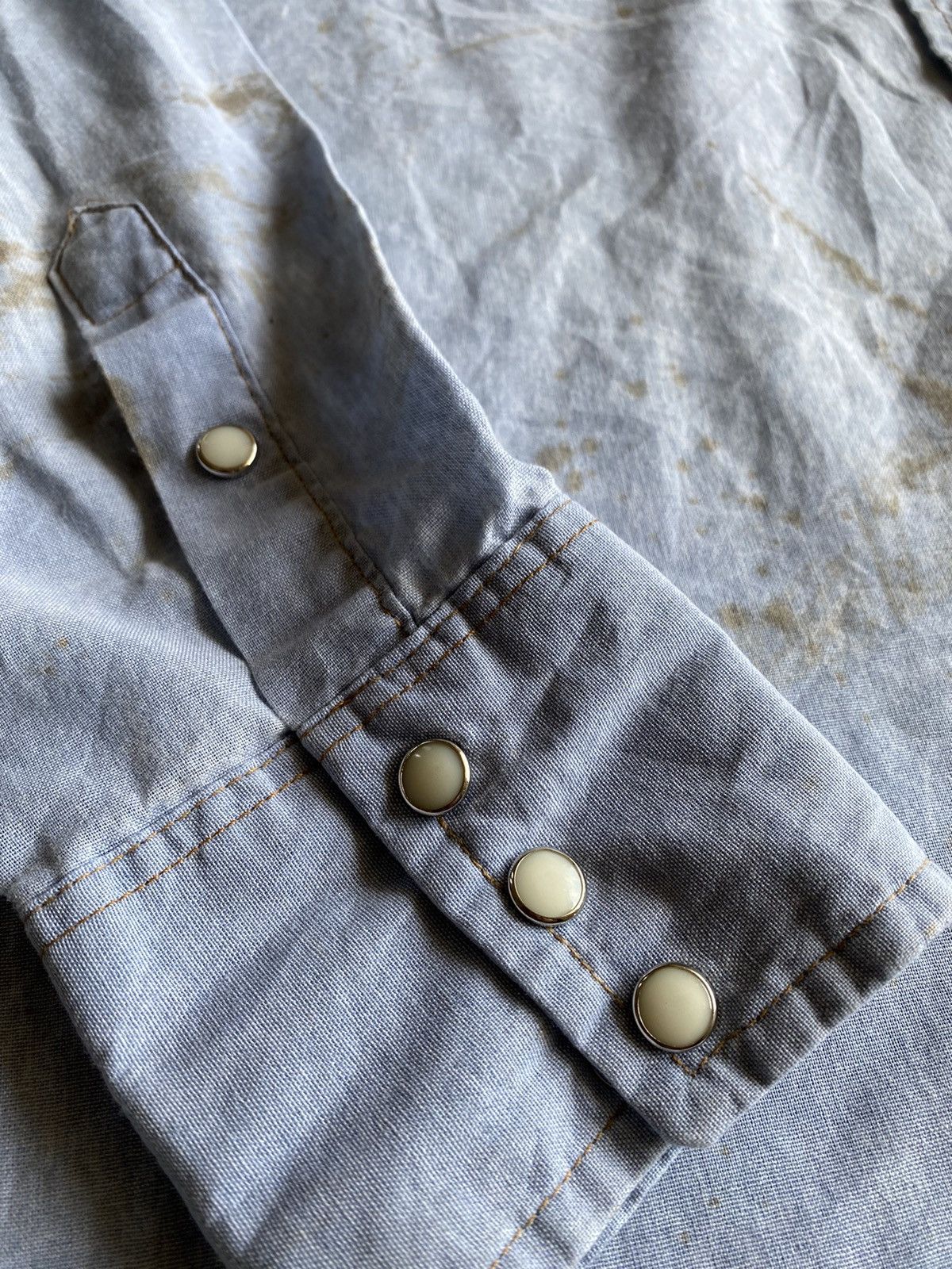 Vintage × Wrangler Vintage Wrangler Denim Shirt Snap Button Size US L / EU 52-54 / 3 - 6 Thumbnail