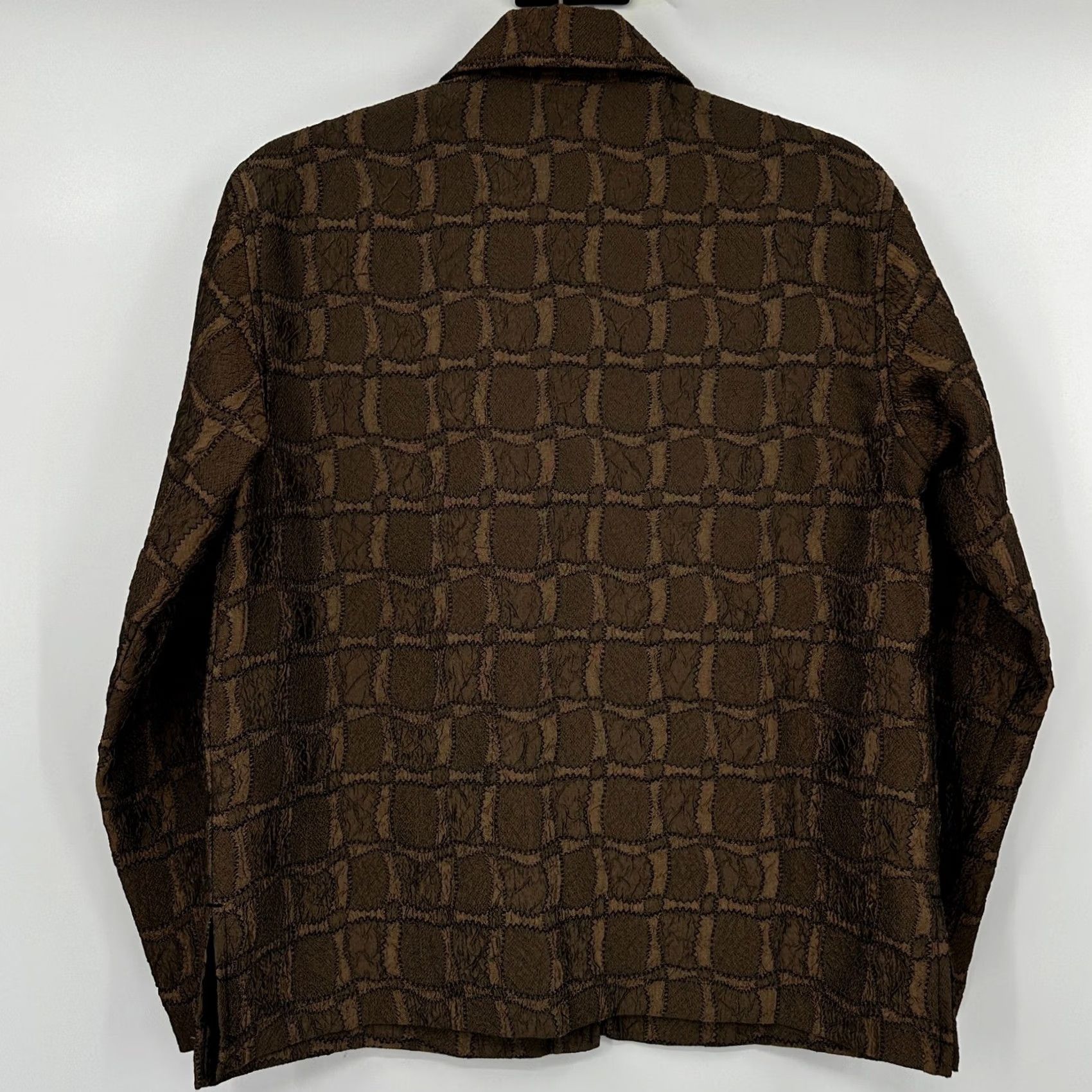 Vintage Chico'S Earthy Textured Grid Button Front Jacket S 0 Brown Size S / US 4 / IT 40 - 5 Thumbnail