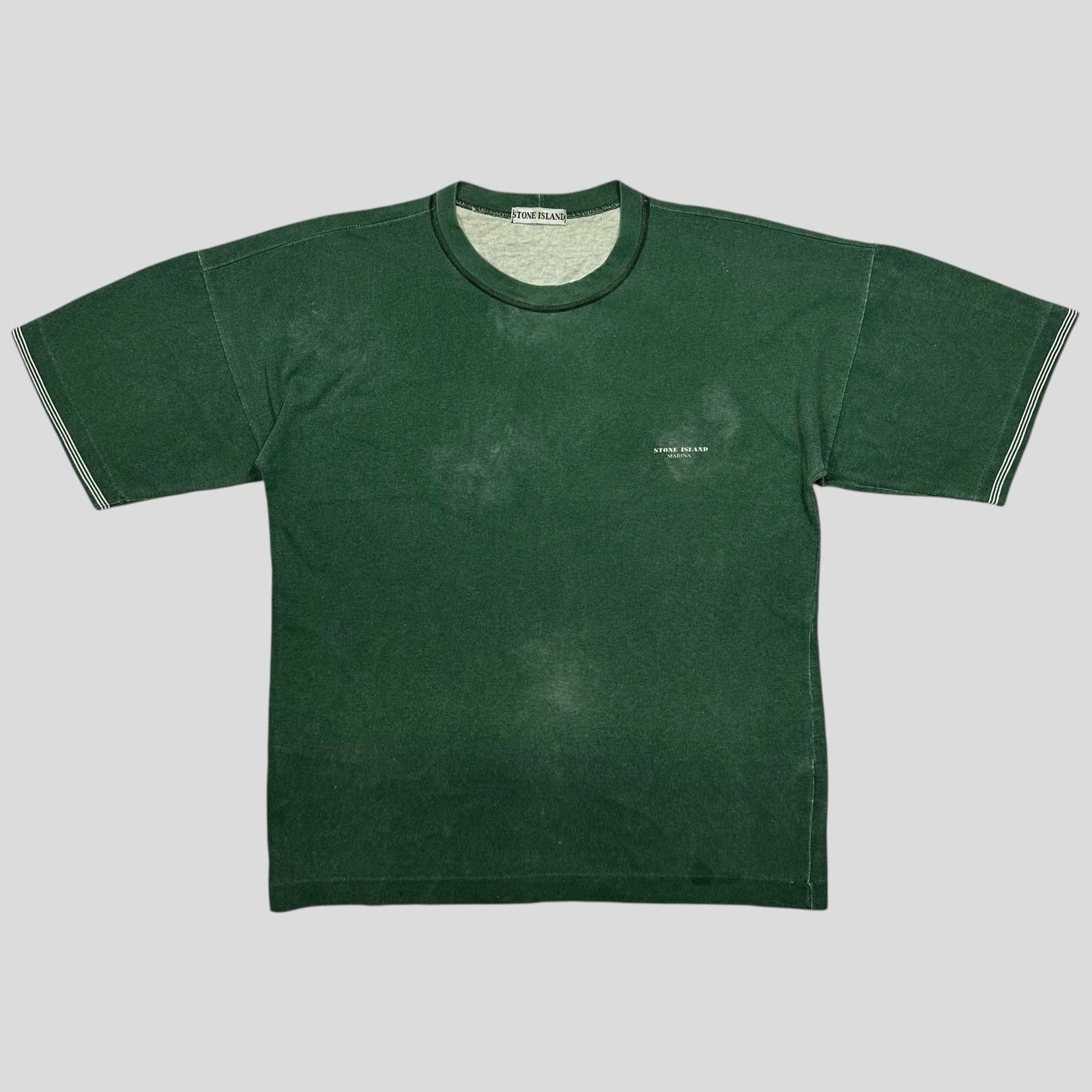 Stone Island 1989 Marina Stripe Green Logo T-shirt - M (L)