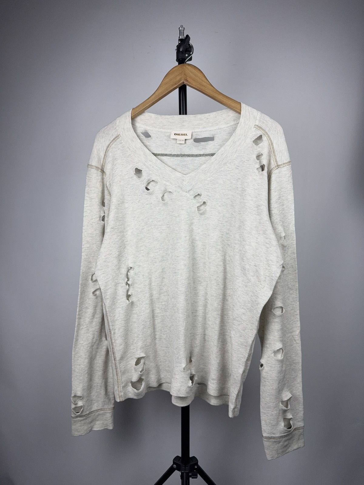 Diesel Diesel Y2K Avant Garde Distressed Thermal V-Neck Longsleeve Size US L / EU 52-54 / 3 - 1 Thumbnail