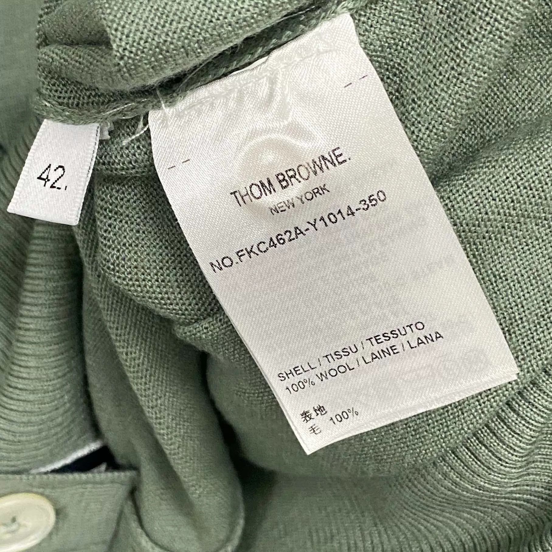 Thom Browne Thom Browne Gray Bean Green Wool Cardigan 42 Size M / US 6-8 / IT 42-44 - 4 Thumbnail