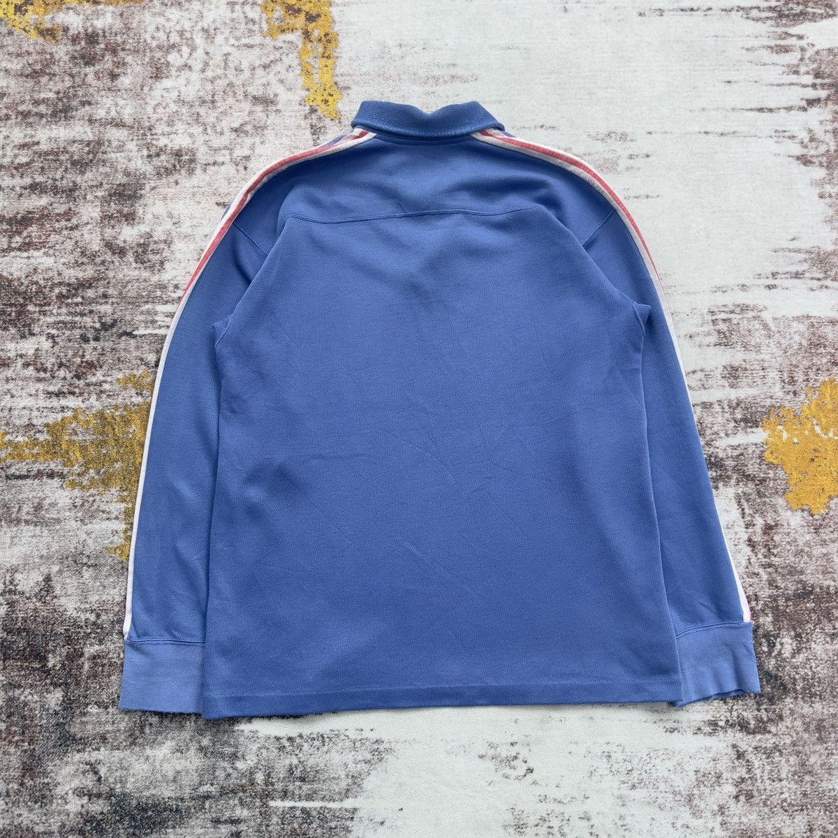 Adidas VINTAGE ADIDAS DESCENTE 3-STRIPES RUGBY SHIRT 1980s BLUE Size US L / EU 52-54 / 3 - 9 Thumbnail