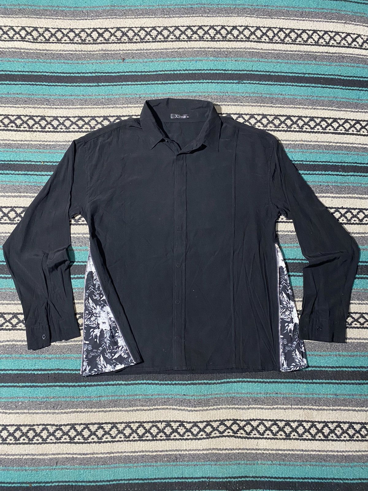 If Six Was Nine 2000s XFRM - Side Zipper Hidden Button Black Shirt Size US M / EU 48-50 / 2 - 1 Thumbnail