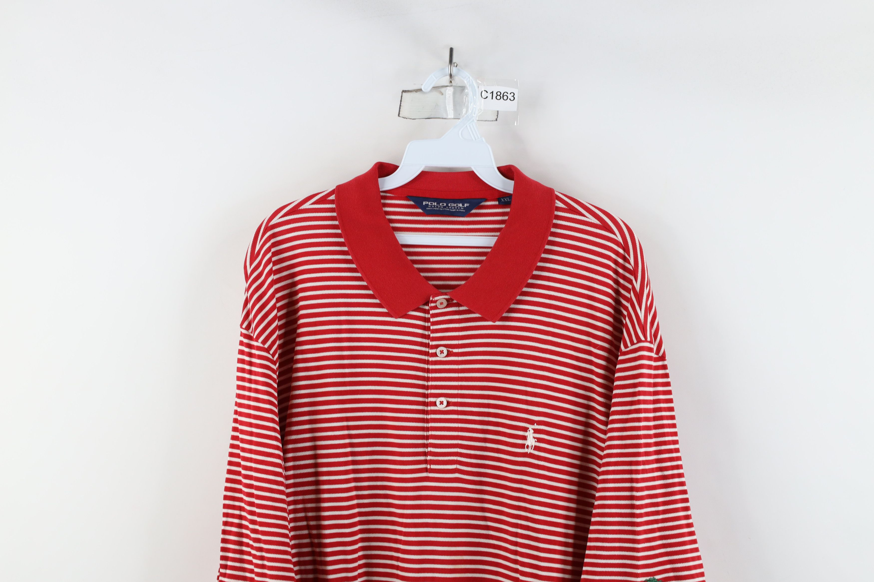 Ralph Lauren × Vintage Vintage Polo Golf Ralph Lauren Cane Striped Knit Polo Shirt Size US XXL / EU 58 / 5 - 2 Thumbnail