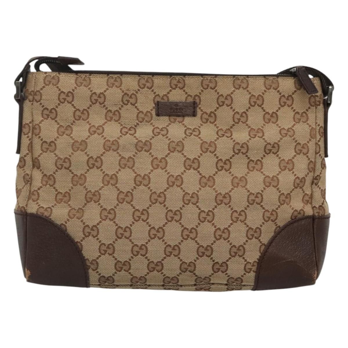 Gucci GUCCI GG Canvas Shoulder Bag Beige Silver Size ONE SIZE - 2 Thumbnail