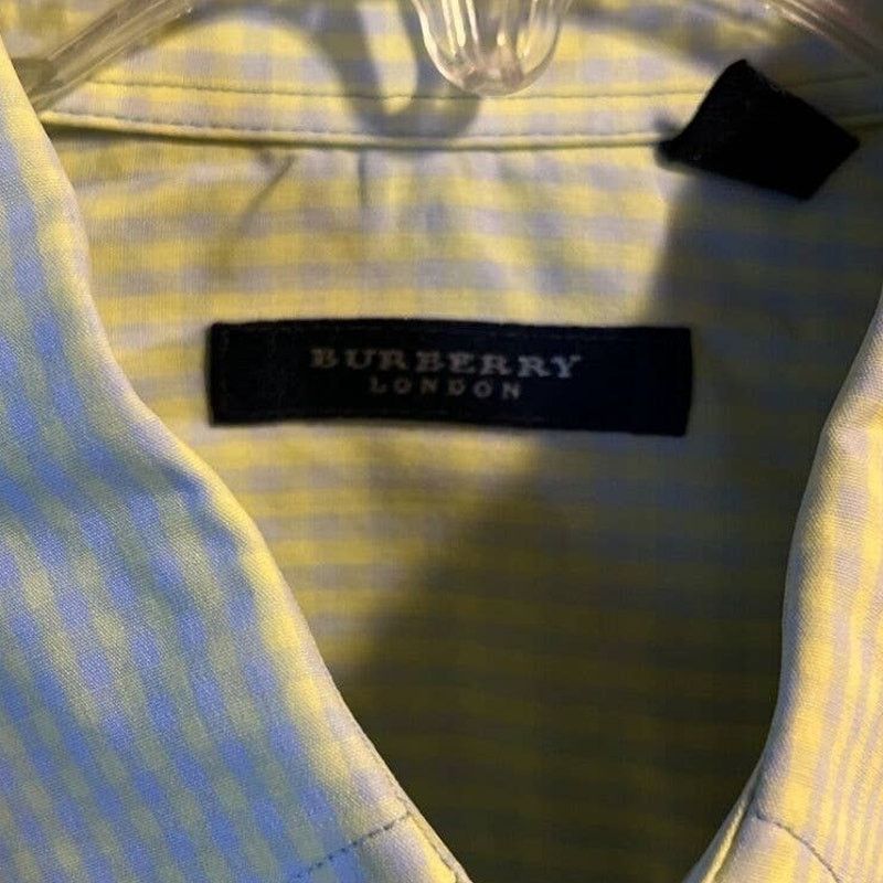 Burberry Burberry London Men's L Yellow Gray Check LS cotton Shirt Size US L / EU 52-54 / 3 - 2 Thumbnail