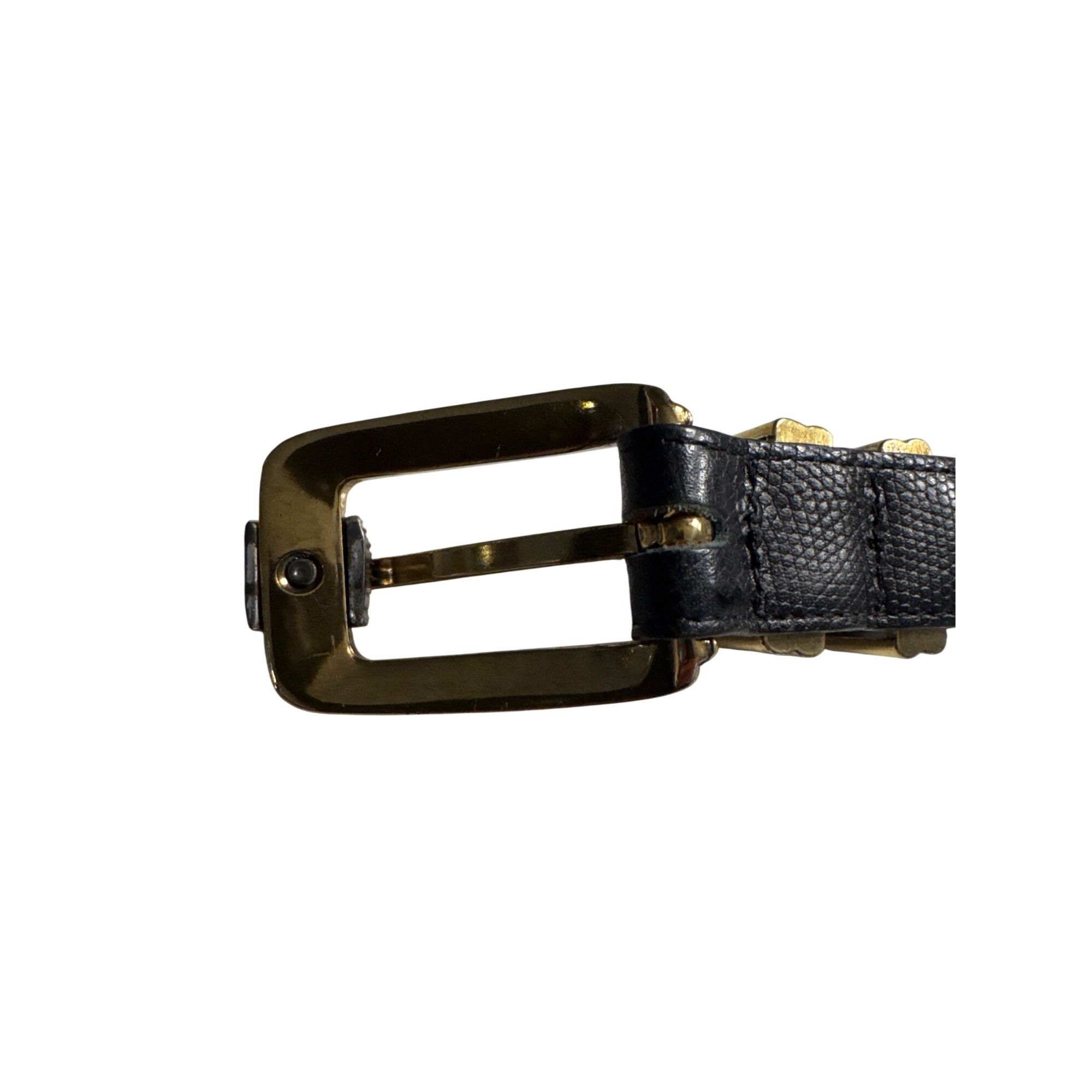 Brighton Brighton Womens Black & Gold Two-Tone Buckle Belt M/30 SKU 6 Size ONE SIZE - 6 Thumbnail