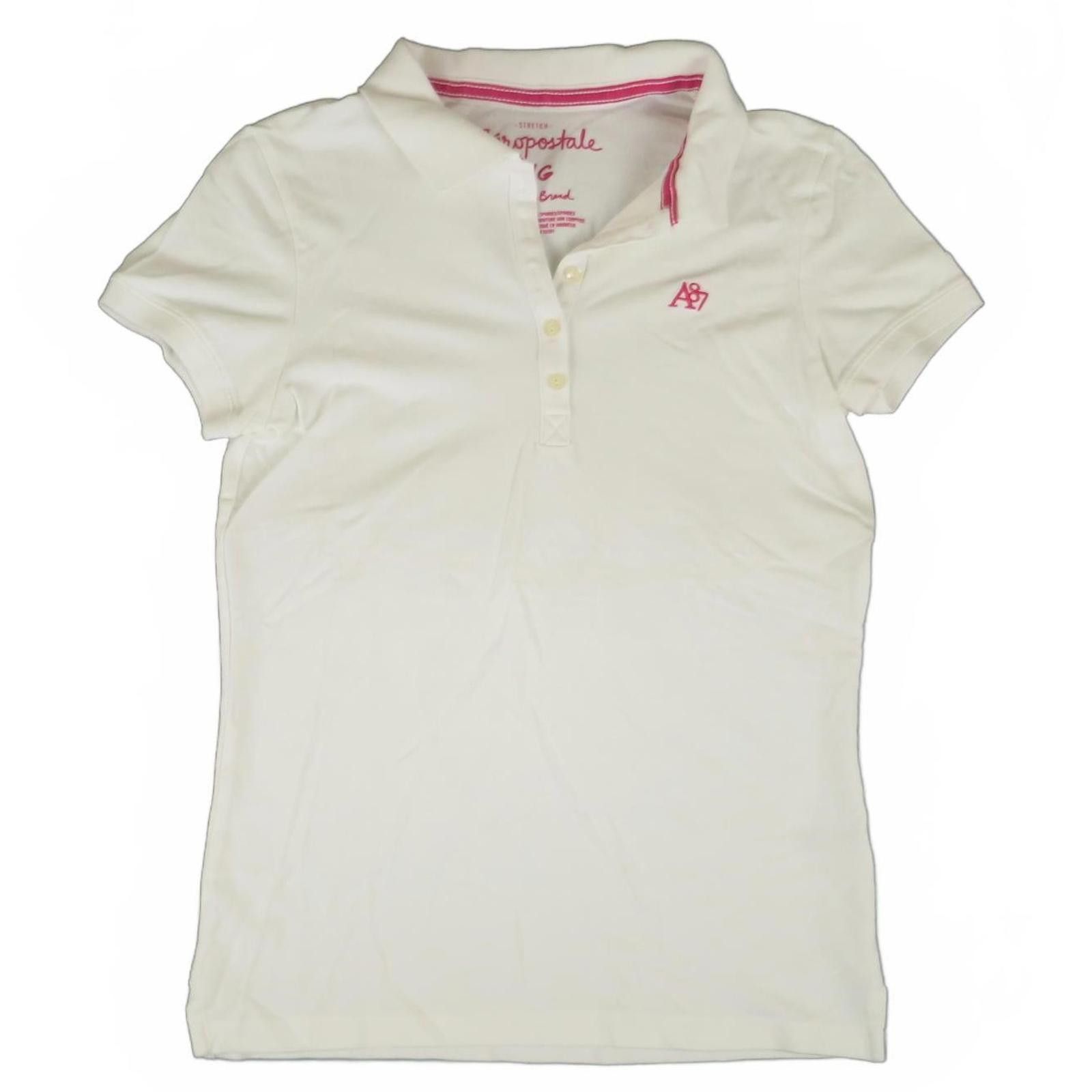 Aeropostale Aeropostale White Stretch Polo Shirt Women's Large Size L / US 10 / IT 46 - 1 Thumbnail